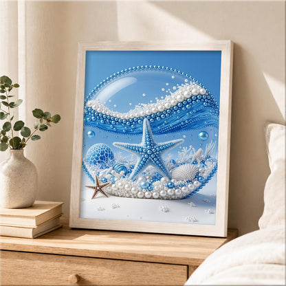 Blue Starfish in a Glass Dome pearl painting – image 2