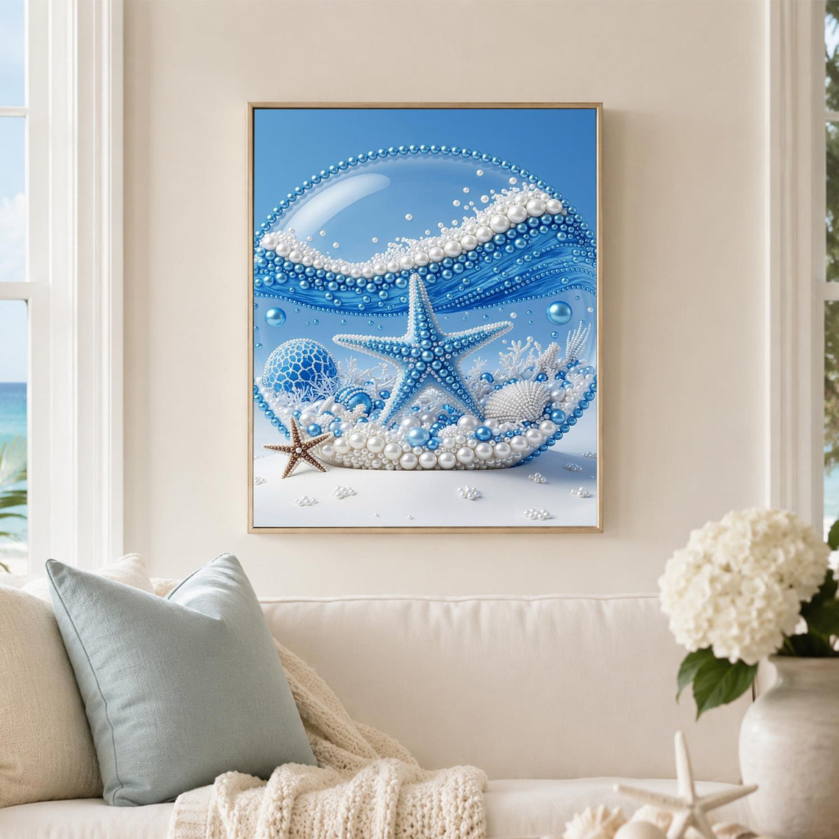 Blue Starfish in a Glass Dome pearl painting – image 3