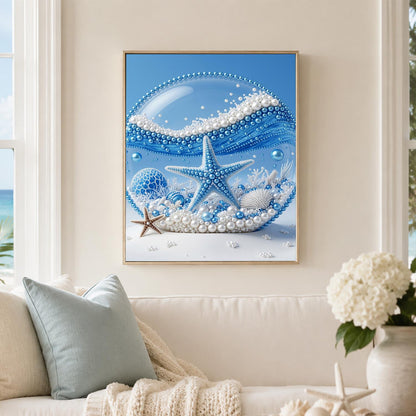 Blue Starfish in a Glass Dome pearl painting – image 3