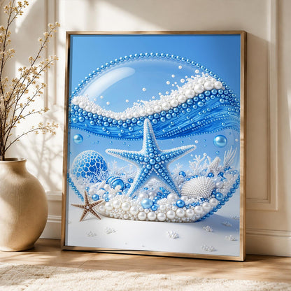 Blue Starfish in a Glass Dome pearl painting – image 5