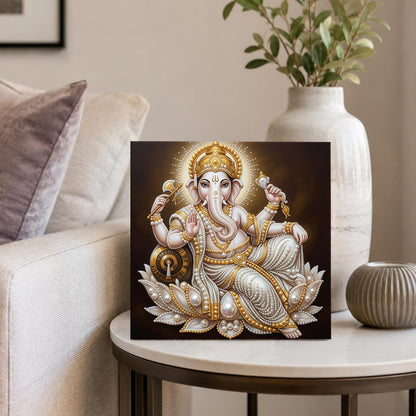 Lord Ganesha Seated in Gold pearl painting – image 4