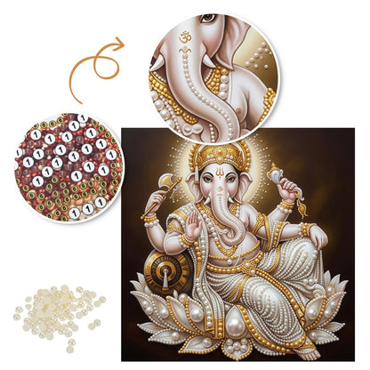 Lord Ganesha Seated in Gold pearl painting – image 6