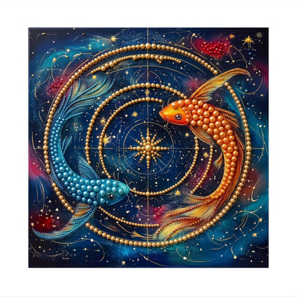 Koi Circling a Golden Astrolabe pearl painting – image 11