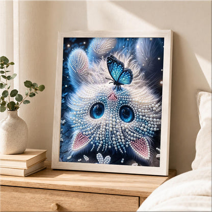 Butterfly-Topped Fluffy Kitten pearl painting – image 2