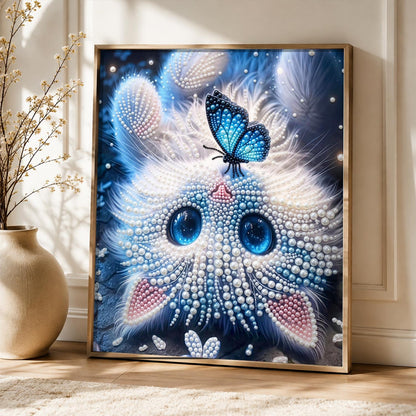 Butterfly-Topped Fluffy Kitten pearl painting – image 5