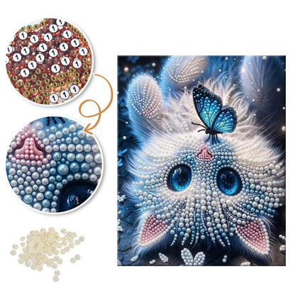 Butterfly-Topped Fluffy Kitten pearl painting – image 6