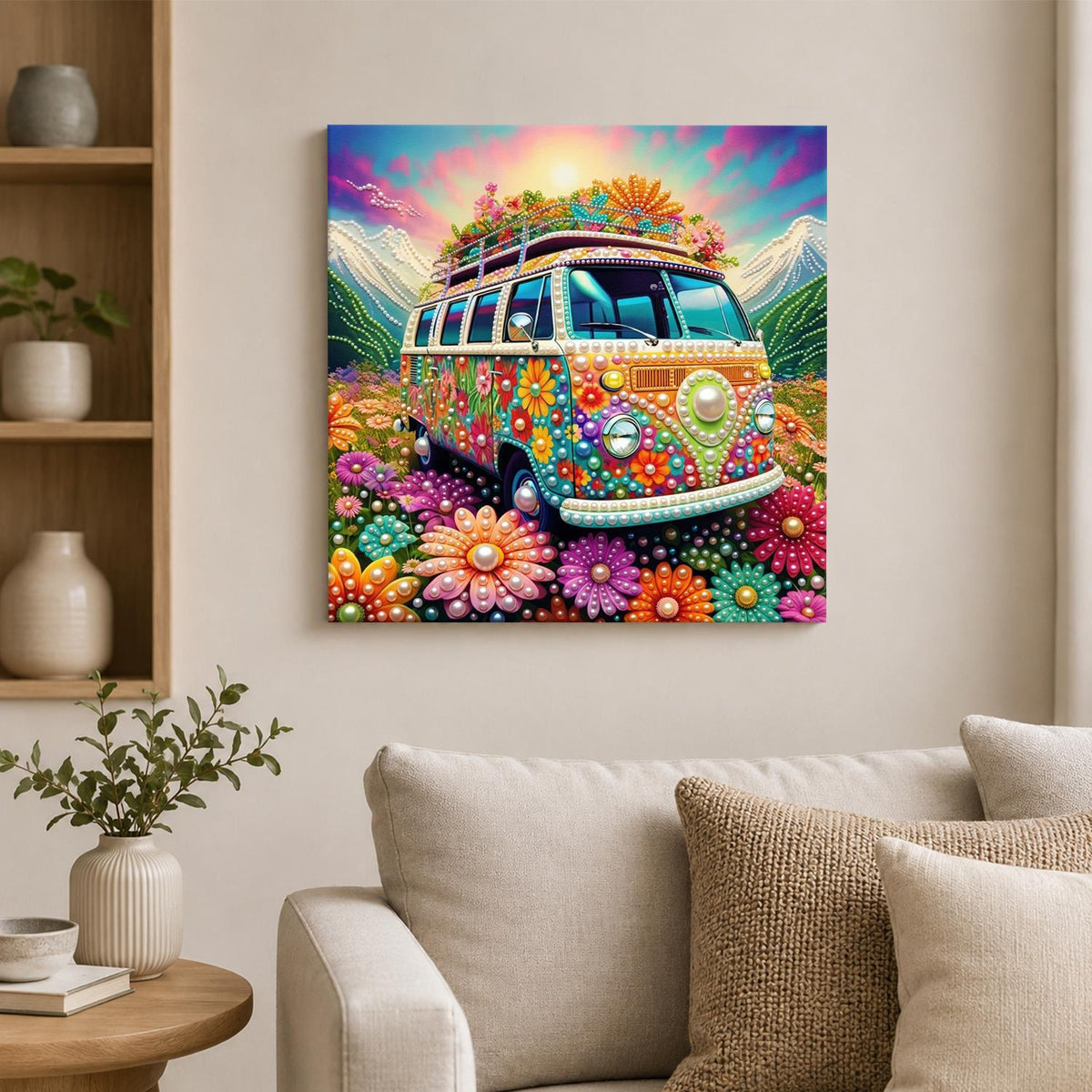 Flower Power Camper Van pearl painting – image 2