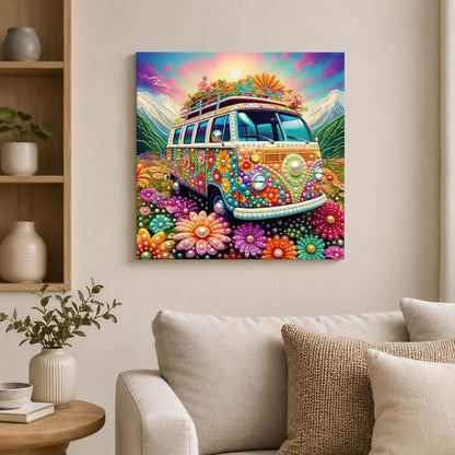 Flower Power Camper Van pearl painting – image 2