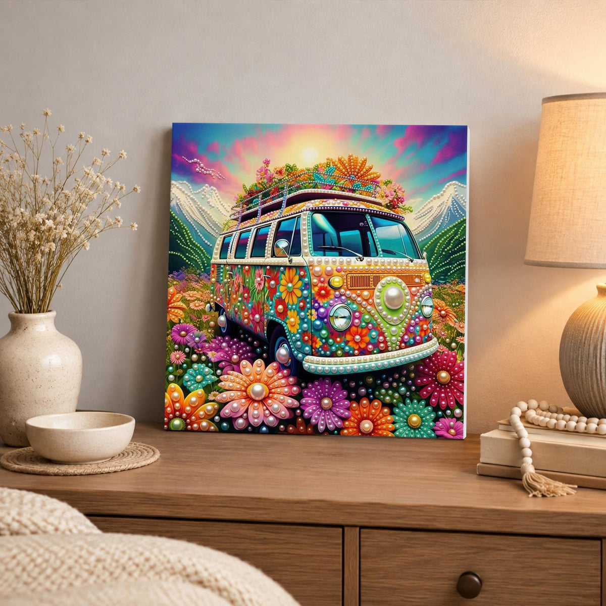 Flower Power Camper Van pearl painting – image 3