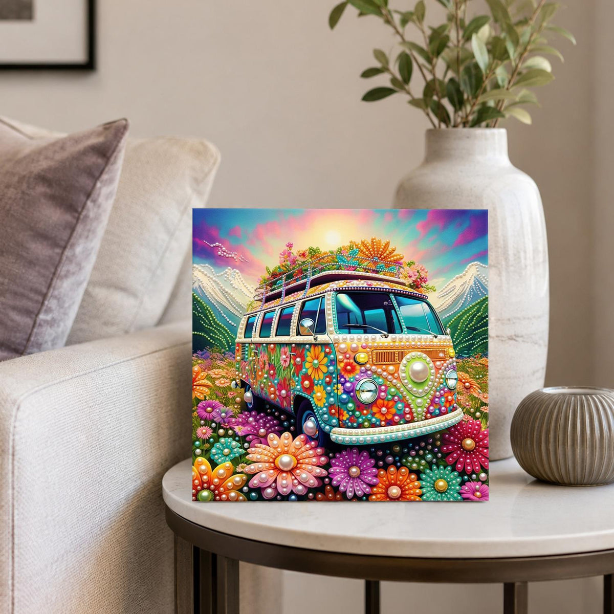 Flower Power Camper Van pearl painting – image 4