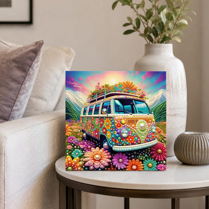 Flower Power Camper Van pearl painting – image 4
