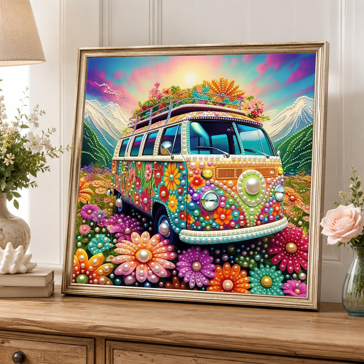 Flower Power Camper Van pearl painting – image 5