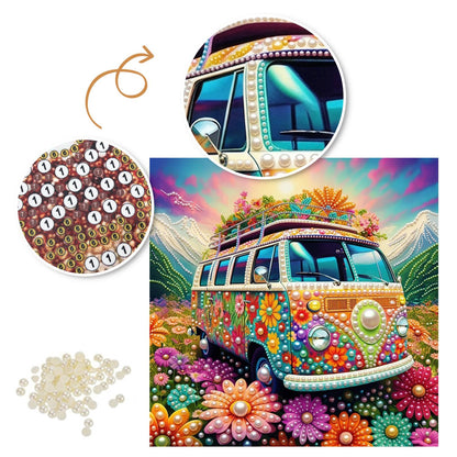 Flower Power Camper Van pearl painting – image 6