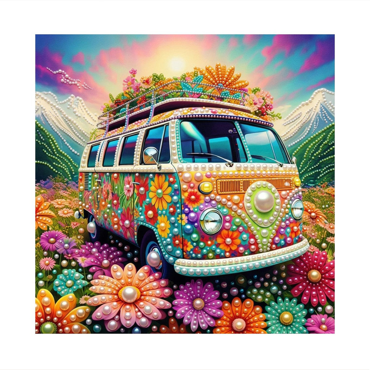 Flower Power Camper Van pearl painting – image 11