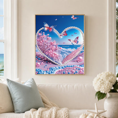 Cherry Tree Heart Over the Ocean pearl painting – image 3