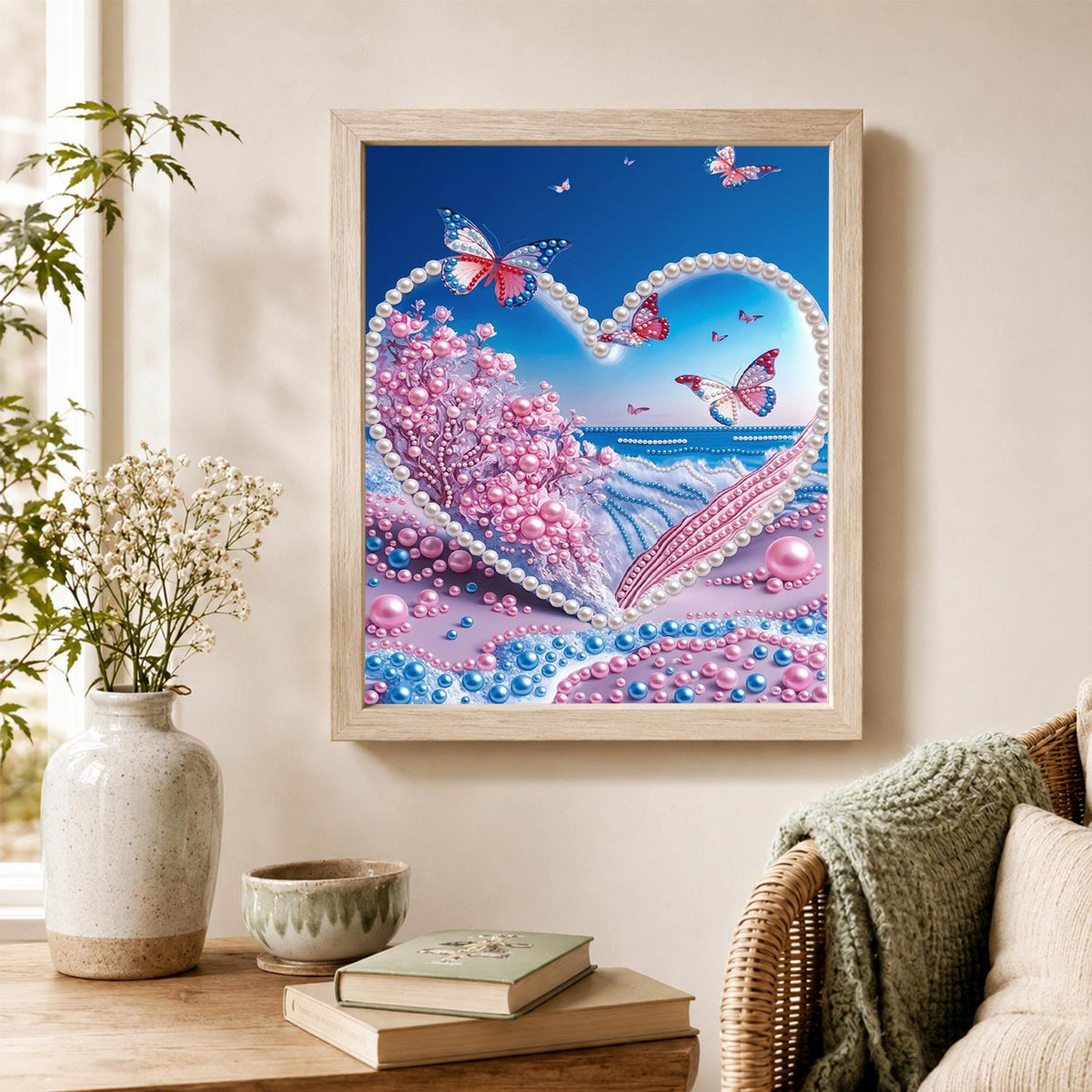 Cherry Tree Heart Over the Ocean pearl painting – image 4