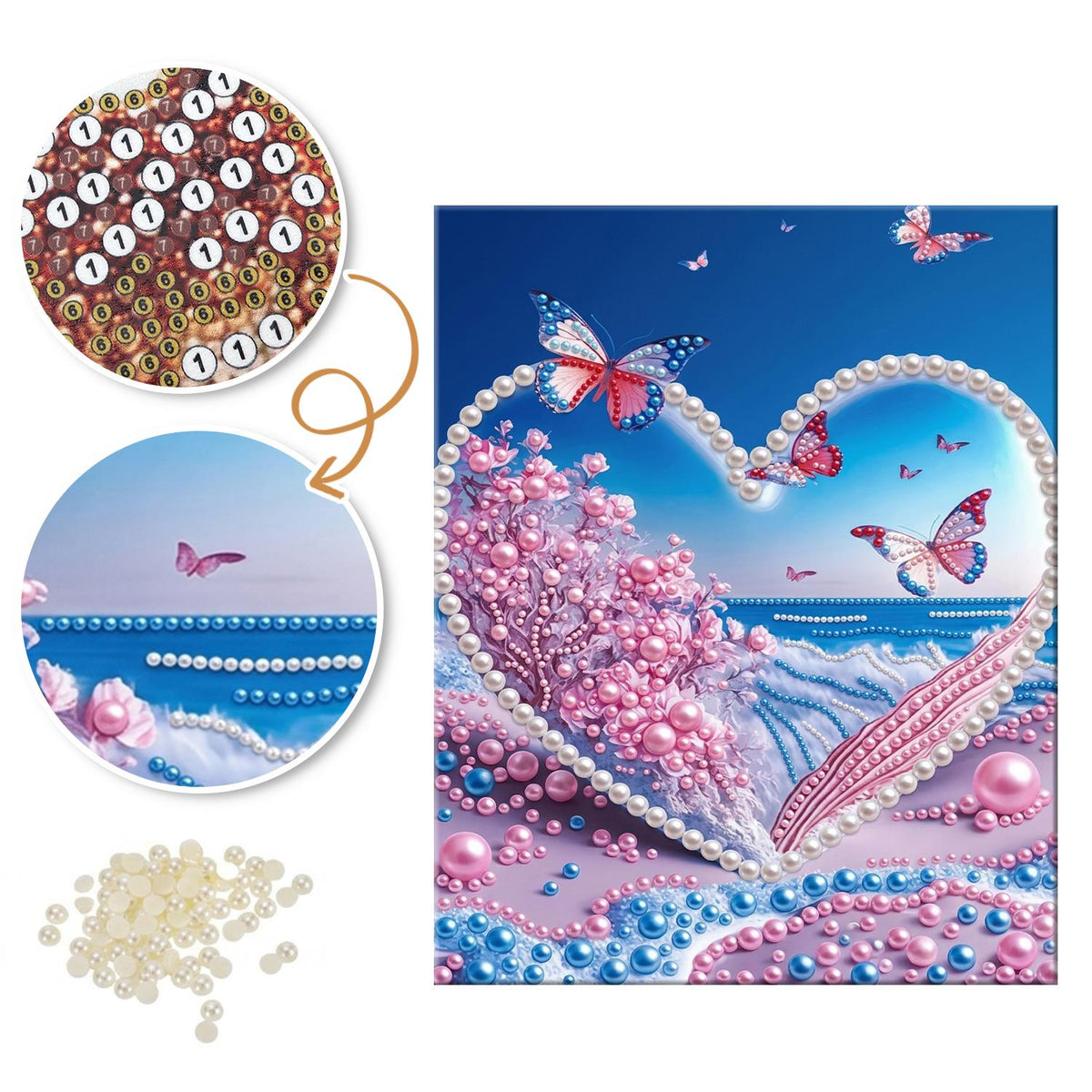 Cherry Tree Heart Over the Ocean pearl painting – image 6
