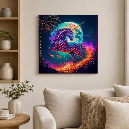 Violet Unicorn Racing the Moon pearl painting – image 2