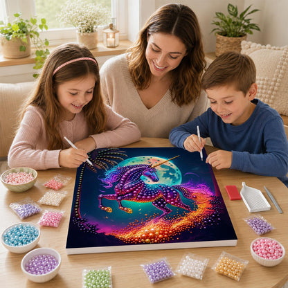 Violet Unicorn Racing the Moon pearl painting – image 15