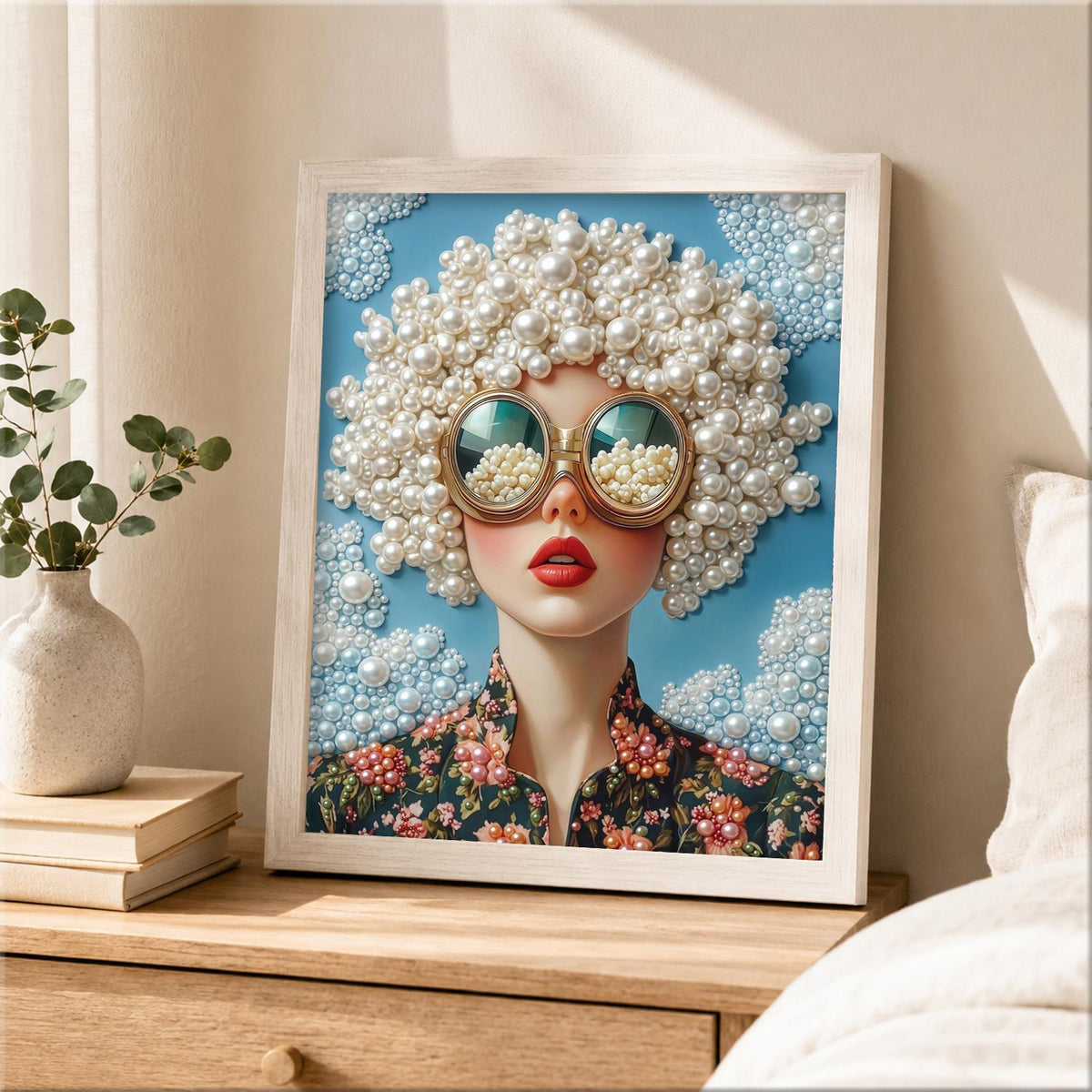 Cloud-Haired Lady in Big Shades pearl painting – image 2