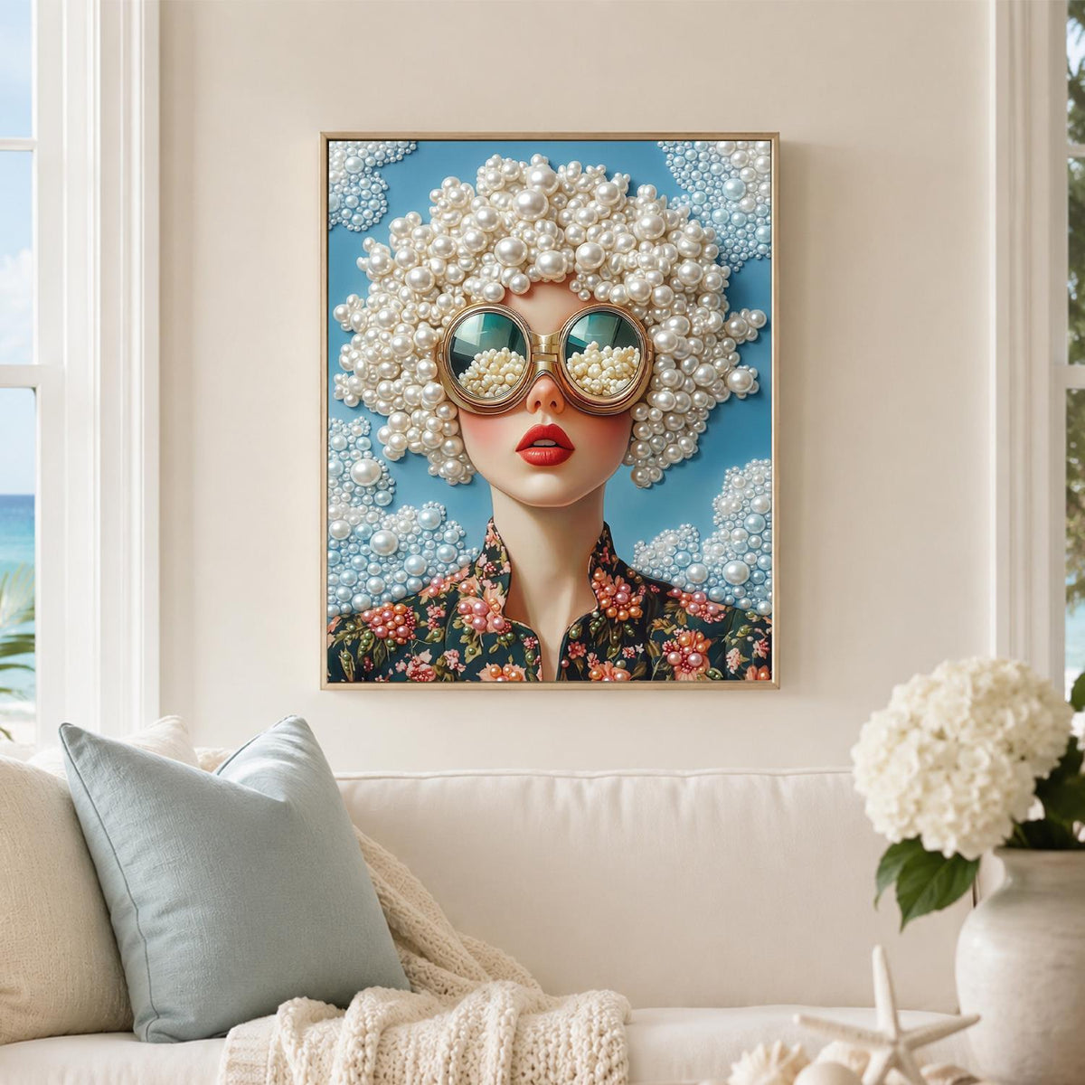 Cloud-Haired Lady in Big Shades pearl painting – image 3