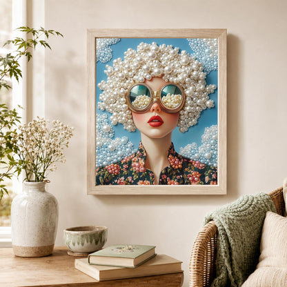 Cloud-Haired Lady in Big Shades pearl painting – image 4