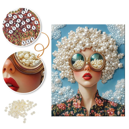 Cloud-Haired Lady in Big Shades pearl painting – image 6