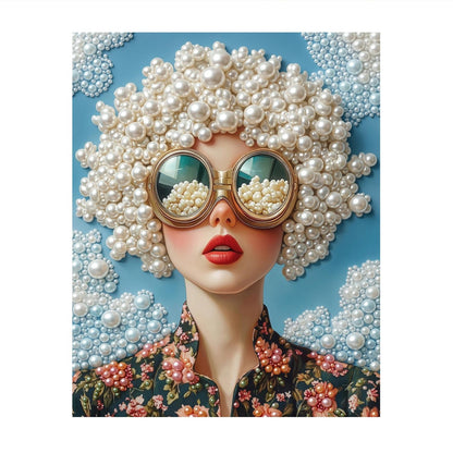 Cloud-Haired Lady in Big Shades pearl painting – image 11