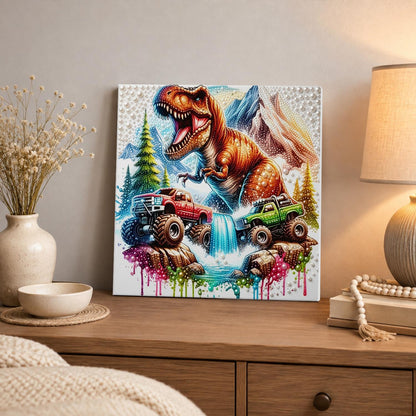 Dinosaur Rumble at the Waterfall pearl painting – image 3