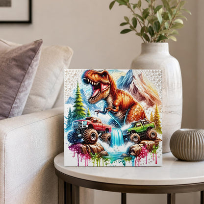 Dinosaur Rumble at the Waterfall pearl painting – image 4