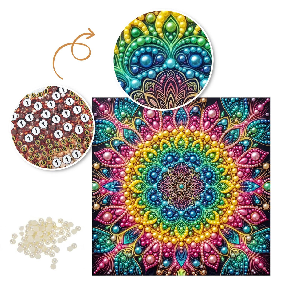 Spectrum Halo Mandala pearl painting – image 6