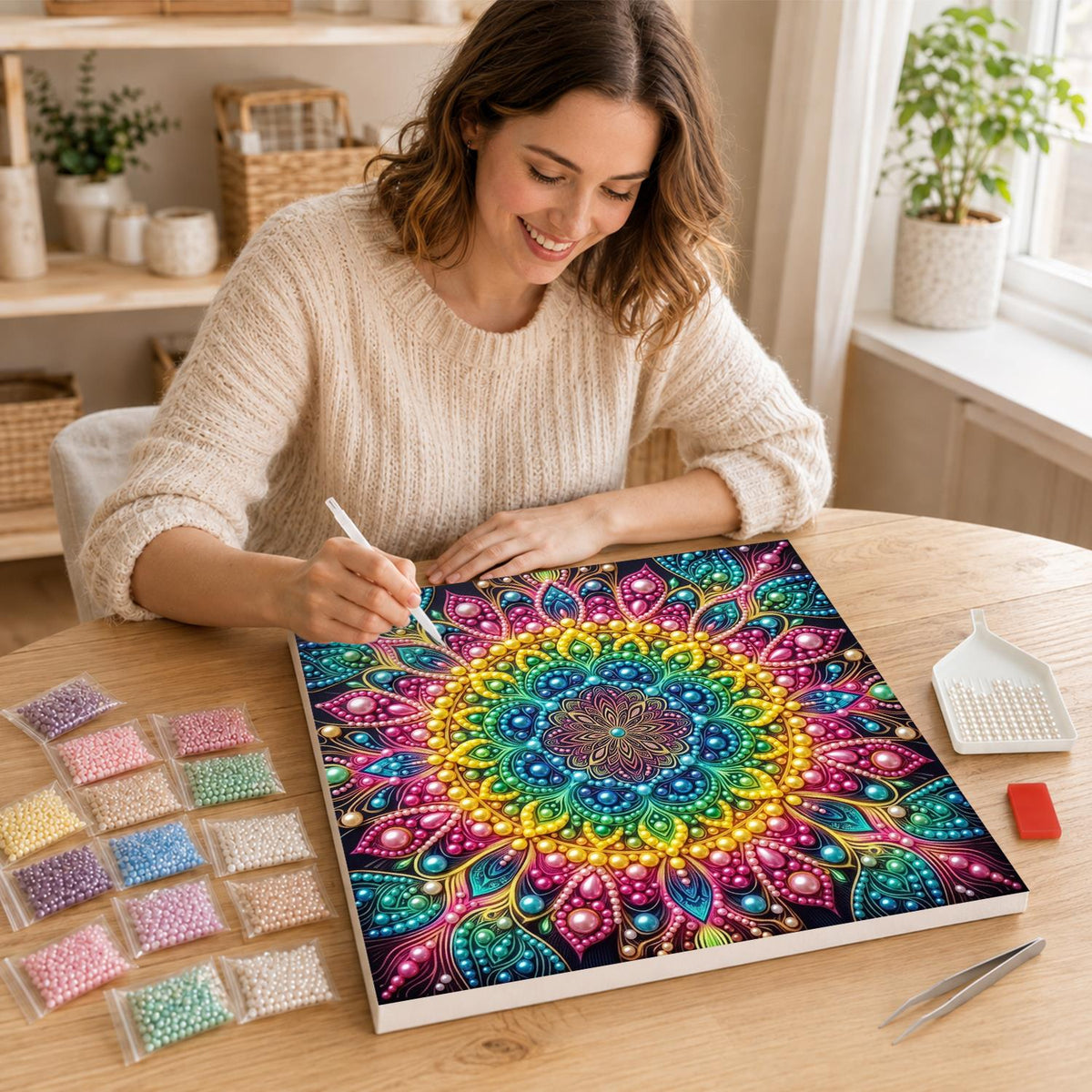 Spectrum Halo Mandala pearl painting – image 16