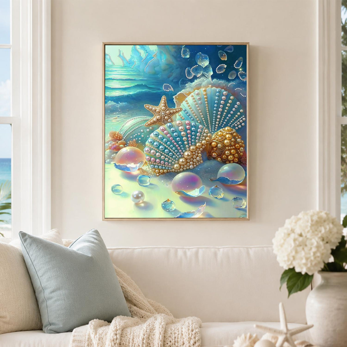 Iridescent Shells and Sea Bubbles pearl painting – image 3