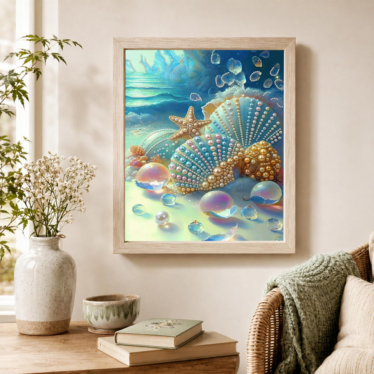 Iridescent Shells and Sea Bubbles pearl painting – image 4