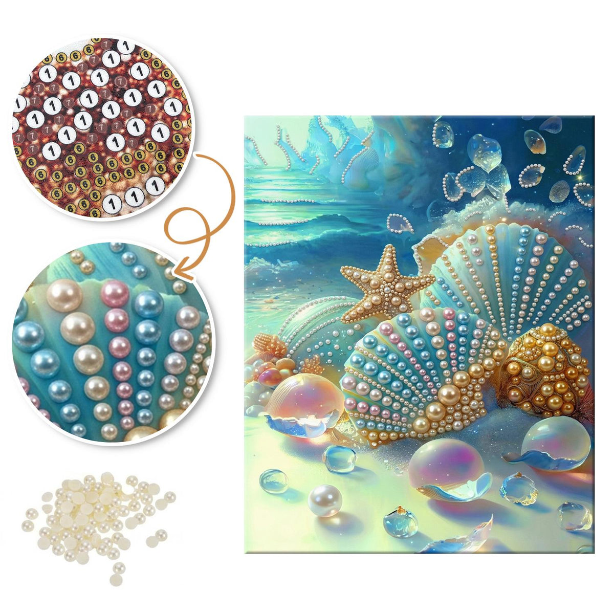 Iridescent Shells and Sea Bubbles pearl painting – image 6