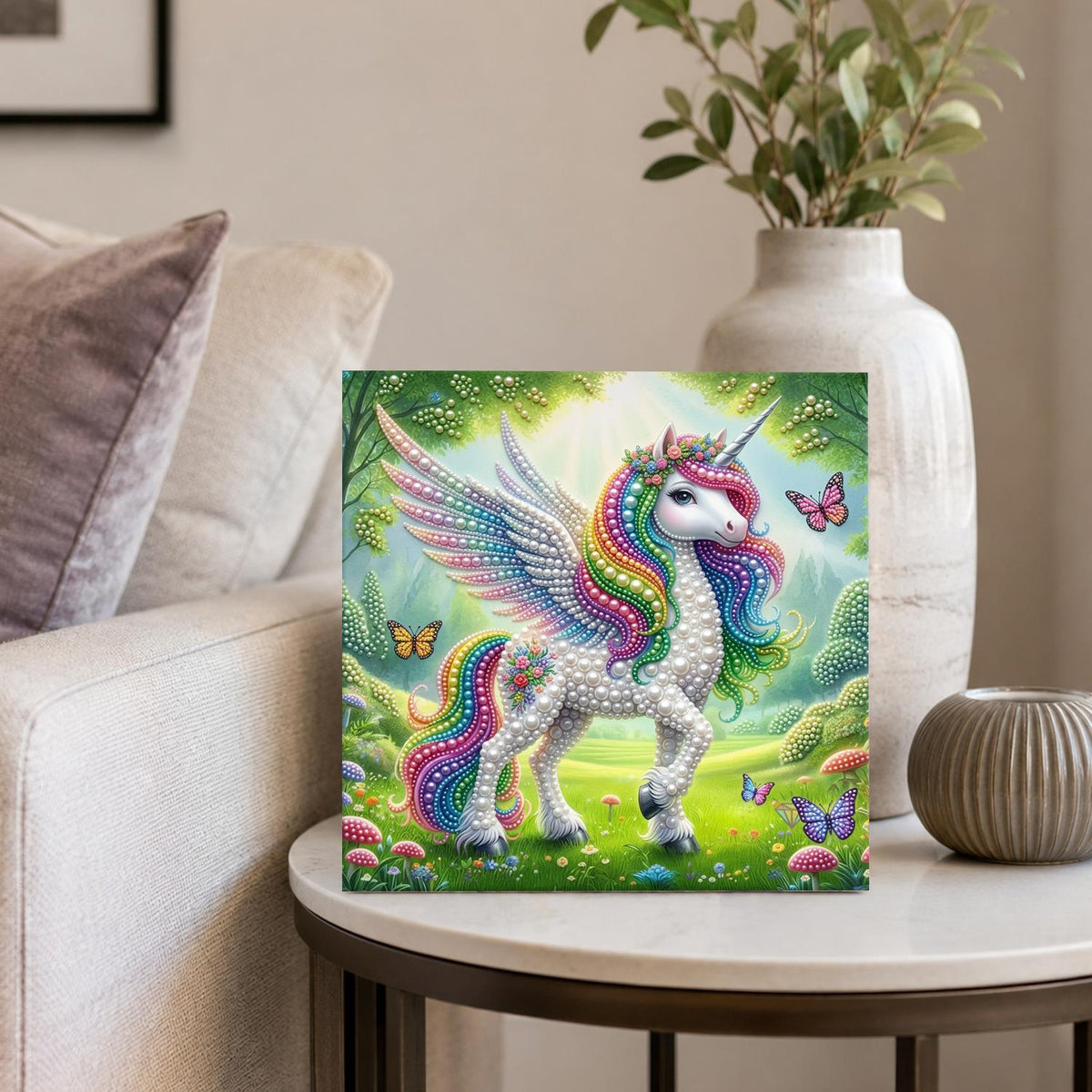 Unicorn in a Sunny Mushroom Glade pearl painting – image 4