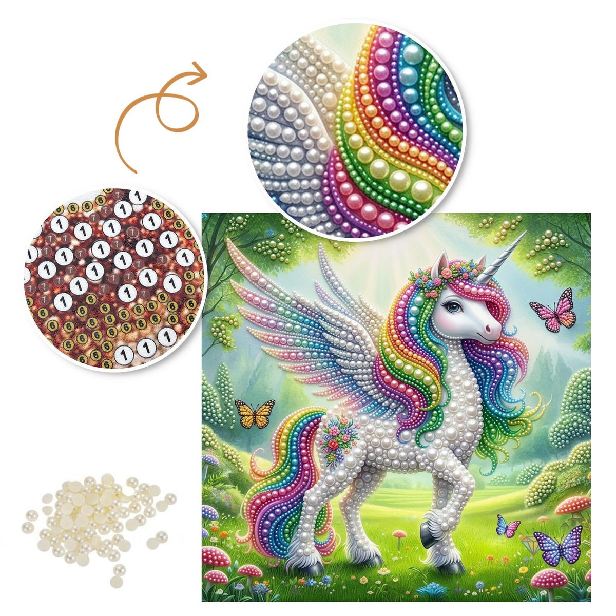 Unicorn in a Sunny Mushroom Glade pearl painting – image 6