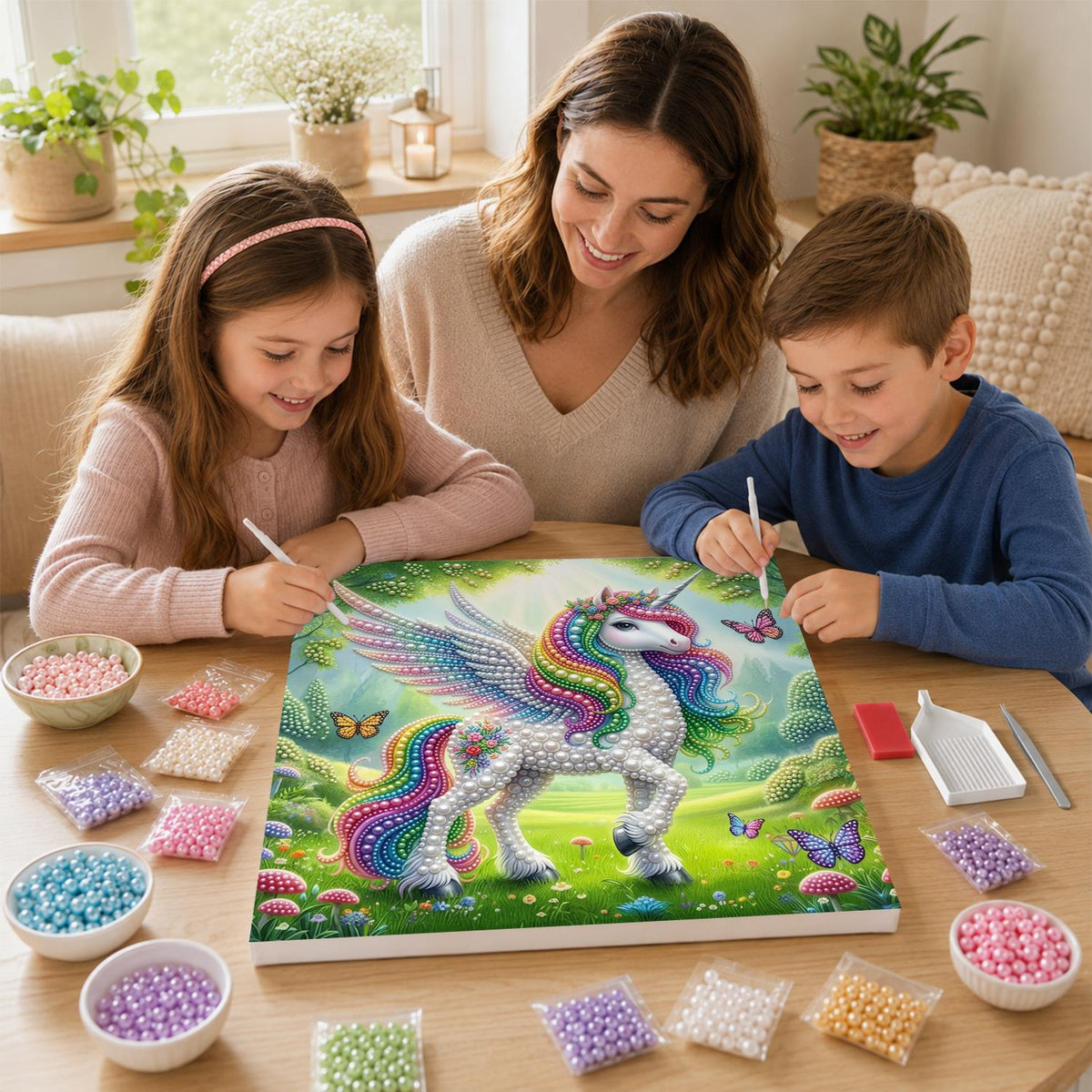 Unicorn in a Sunny Mushroom Glade pearl painting – image 15