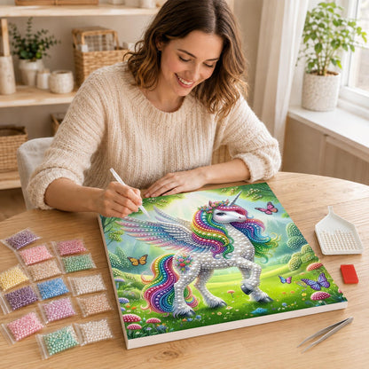 Unicorn in a Sunny Mushroom Glade pearl painting – image 16