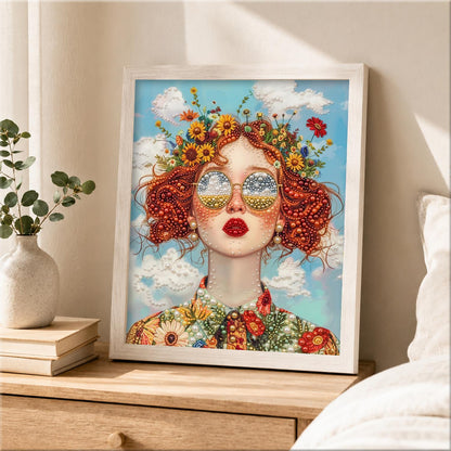 Redhead with a Wildflower Crown pearl painting – image 2