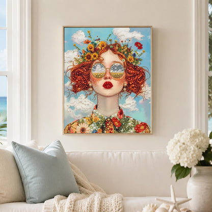 Redhead with a Wildflower Crown pearl painting – image 3