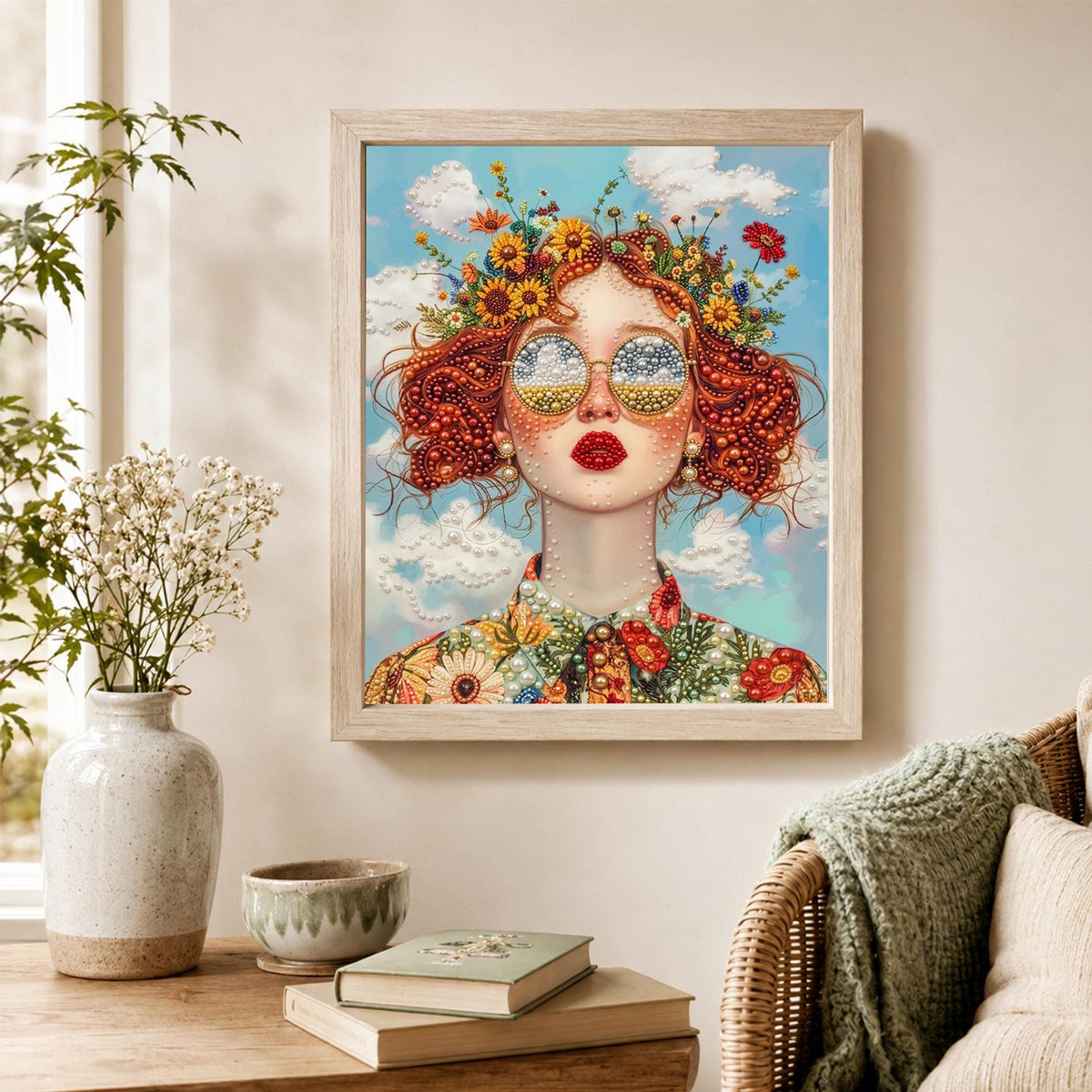 Redhead with a Wildflower Crown pearl painting – image 4