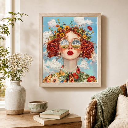 Redhead with a Wildflower Crown pearl painting – image 4
