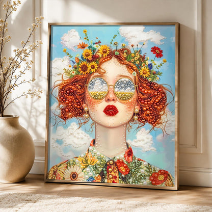 Redhead with a Wildflower Crown pearl painting – image 5
