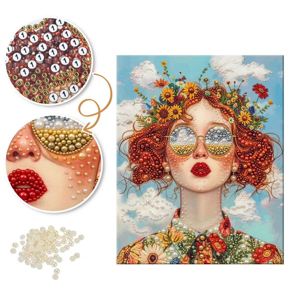 Redhead with a Wildflower Crown pearl painting – image 6