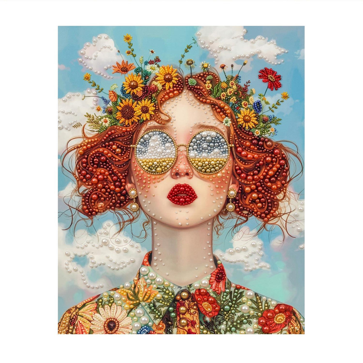 Redhead with a Wildflower Crown pearl painting – image 11