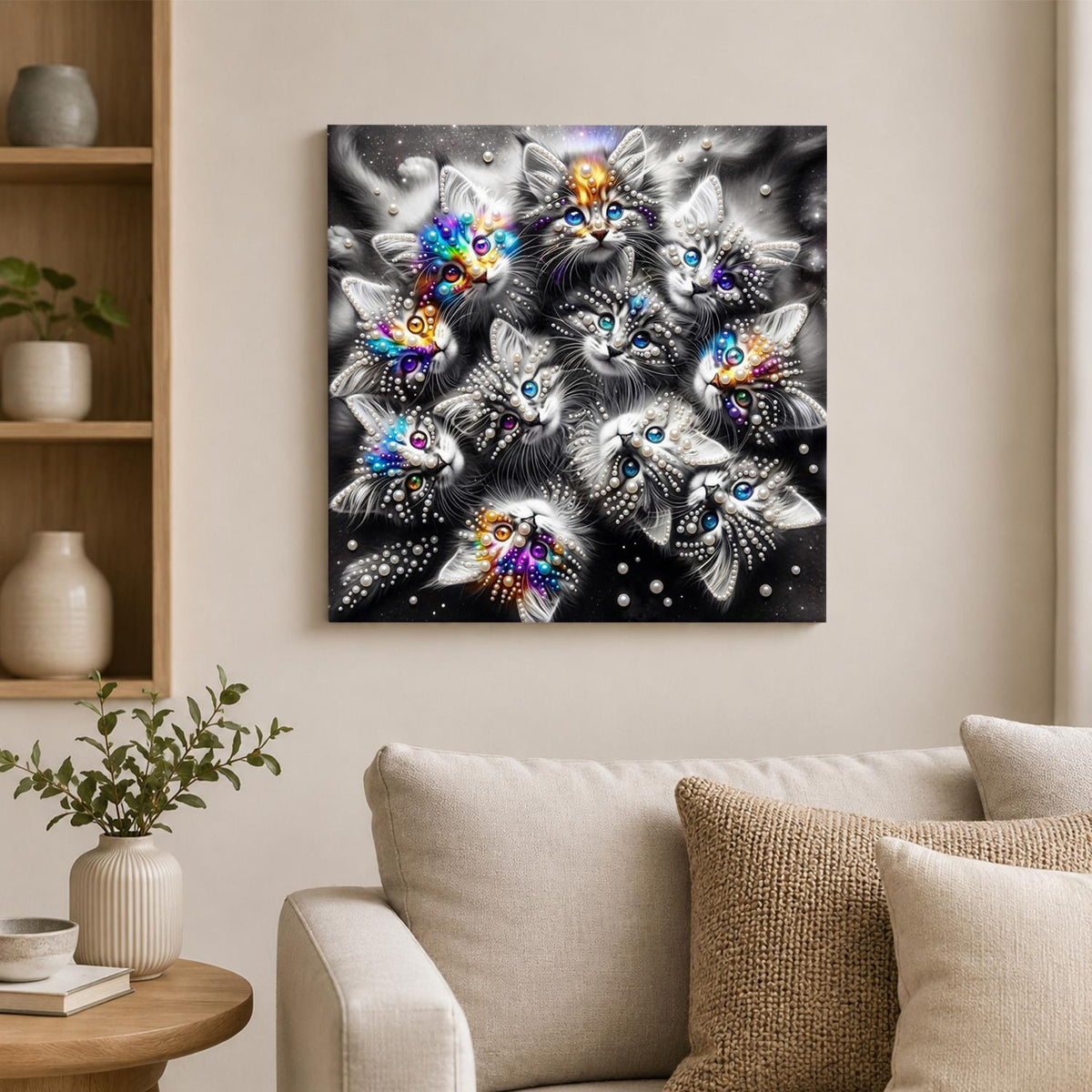 Silver Tabby Kitten Huddle pearl painting – image 2