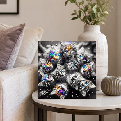 Silver Tabby Kitten Huddle pearl painting – image 4
