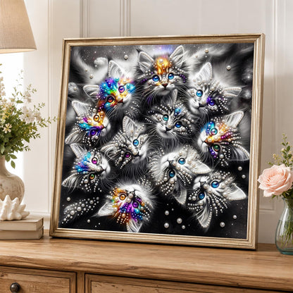 Silver Tabby Kitten Huddle pearl painting – image 5
