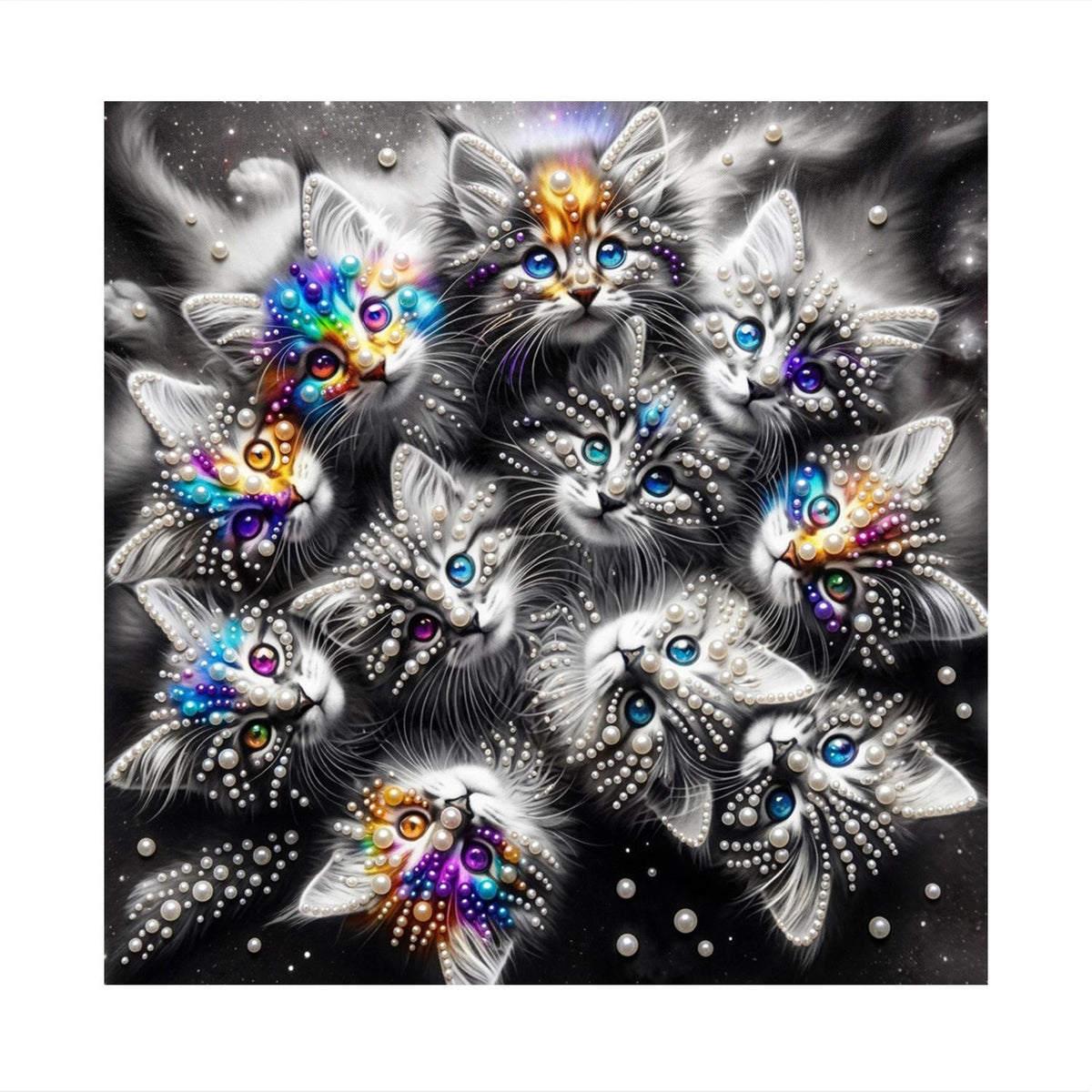 Silver Tabby Kitten Huddle pearl painting – image 11